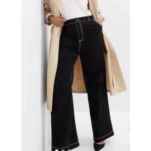 Gap Carpenter Pants Black Cargo Pockets Wide Leg High Rise NWT 20 Tall Plus